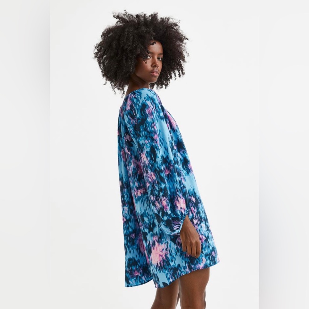 NWTS H&M Ballon Sleeve Creped Dress - Picture 3 of 6